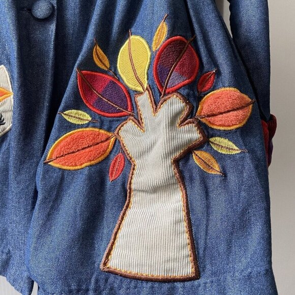 Maria Elena Girls Button Down Hooded Embroidered Fox Fall Jacket Dress Lined 6 - Picture 4 of 16